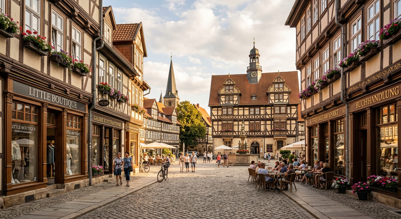 Wieslocher Altstadt und moderne Geschäfte